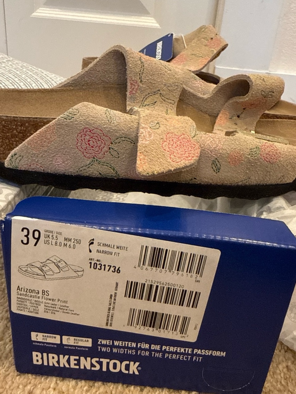 Birkenstock Pink Floral Arizona Sandals - Picture 2 of 3